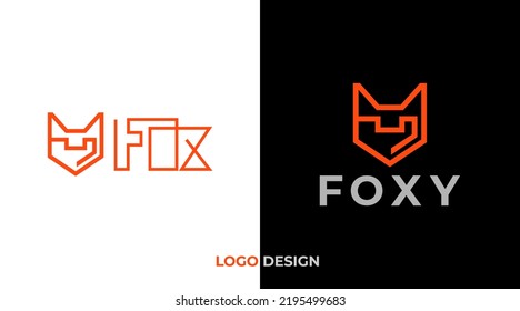 set logo fox with outline concept