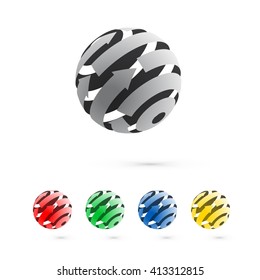 Set of logo globe icon elements. 
