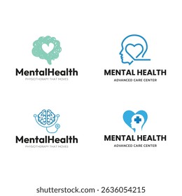 Set of Logo. Head Human Mind. Therapy Psychology Logo Icon Symbol Vector Design Template.
