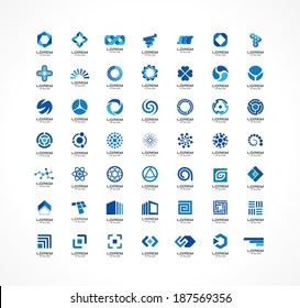 Set of logo icon design elements. Abstract ideas for business company. Finance, communication, technology, science and medical concepts. Pictograms for corporate identity template. Vector logotypes