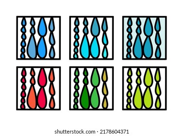 Set of logo icon drops rain crying blood slime square form vibrant colors