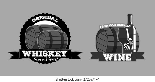 Set logo icon for restaurant pub bar whiskey vinery brandy