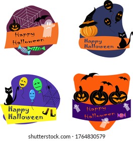 Set von Logo-Symbolen für Halloween. Vektorgrafik mit Attributen für den Urlaub.