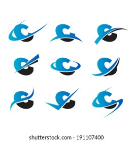 Set of logo icons with the letter C