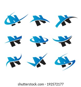 Set of logo icons with the letter N