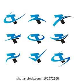 Set of logo icons with the letter T