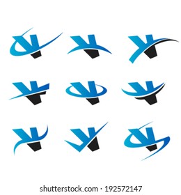 Set of logo icons with the letter V