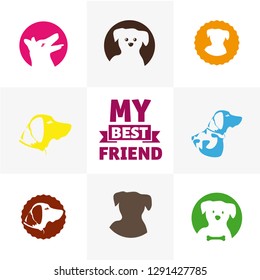 Set logo illustration dog, pet emblem