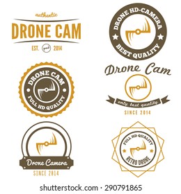 Set of logo, label, emblem or logotype for drone and flying camera