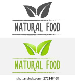Set of logo, labels, badges, emblems and logotype elements with leafs for web, business corporate identity and other design