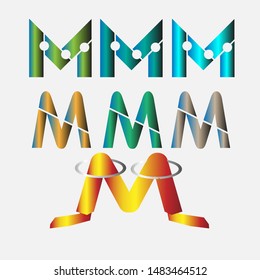 set logo letter m, symbol branding m, colorful monochrome 3d market with bright background can be edited and changed in color