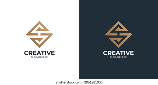 set logo letter S combination H monogram
