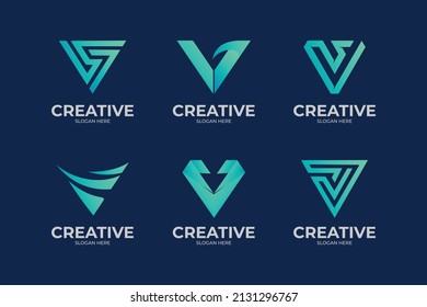 set logo letter V for company and agency