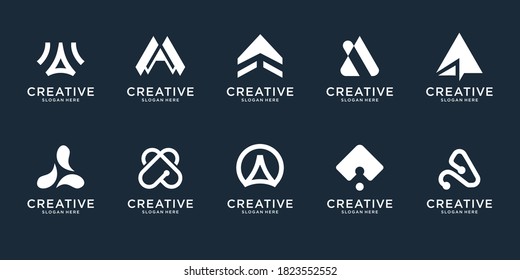 Set of logo letters A design.modern logo set creative monogram inspiration template .Premium Vector