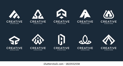 Set of logo letters A design.modern logo set creative monogram inspiration template .Premium Vector