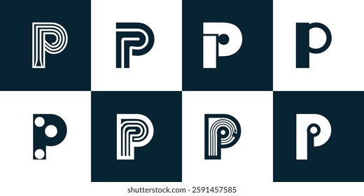 Set of logo letters p design. modern logo set Vector
