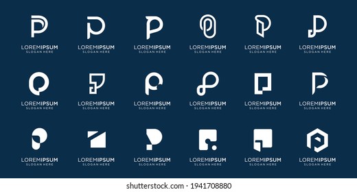 Set of logo letters p design.modern logo set creative monogram inspiration template .Premium Vector