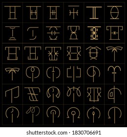 Set of logo letters T design. modern logo set creative monogram inspiration template. Premium Vector. Alphabet designing, graphic designing for letter T with different shapes. Luxury design alphabets.