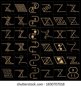 Set of logo letters Z design. modern logo set creative monogram inspiration template. Premium Vector. Alphabet designing, graphic designing for letter Z with different shapes. Luxury design alphabets.