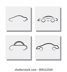 set of logo line car designs - vector icons