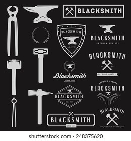 Set of logo and logotype elements for blacksmith
