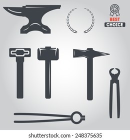 Set of logo and logotype elements for blacksmith