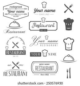 Set of logo and logotype elements for restaurant, cafe and bar