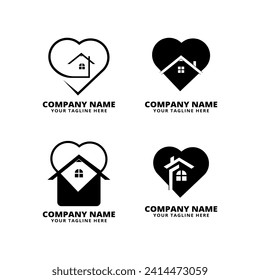 set of logo love home vector illustration