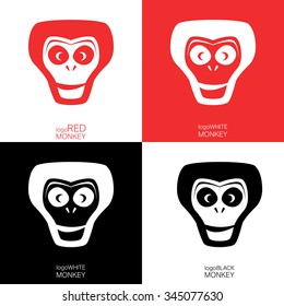 Set of Logo Monkey for corporate identity. Symbol of the year monkey. Vector design illustration.