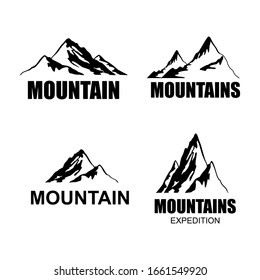 Set Logo Mount. Illustration Of Mountain Vector Icon Outline For The Web And Your Business Is Isolated On A White Background.