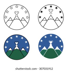 Set of logo Mountain Cup and stars. Vector illustration