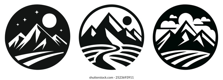 Set Logo Mountain Vector On white background