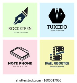 Set Logo Multiple Variants With Negative Space Concept Elegant Design And Minimalist