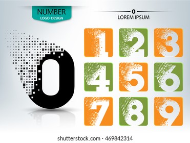 Set of logo number shape spread vector design illustration