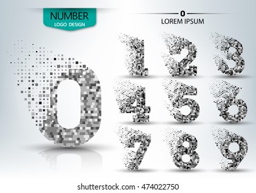 Set of logo number shape spread vector design illustration