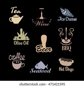 set of logo on the theme of food and drinks
