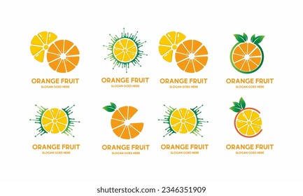 set of logo orange vector icon