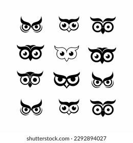 set of logo owl vector icon