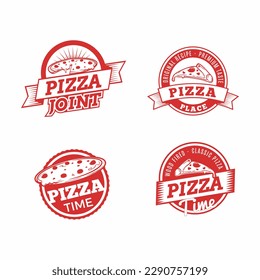 conjunto de iconos del logotipo del vector de pizza 