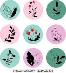 Set of logo with plants and berries