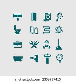set of logo plumbing vector icon