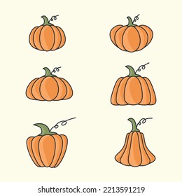 set logo pumpkin vintage color vector icon template illustration design