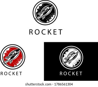 Set of logo rocket design template sign emblem vintage badge retro