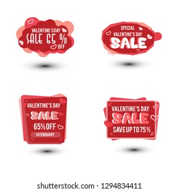 Set logo, sets, badges, stickers for Valentine's Day promotion. Notice of discounts, price tags sale Valentine's Day