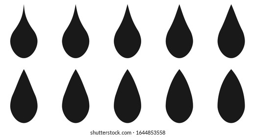 Set logo shape of water drop, vector template various shapes oil liquid droplet, illustration design