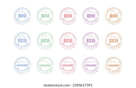  Set of logo signs, labels. Organic, bio, eco. Inscription. Calligraphy.