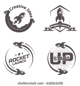 Set logo Space rocket ship