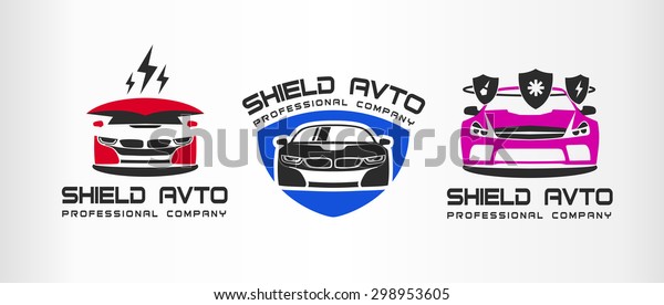 Set of logo sport car, emblems and design elements.\
Shield avto