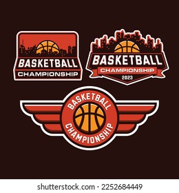 Set of logo sport emblem Basketball Championship for tournament league competition game