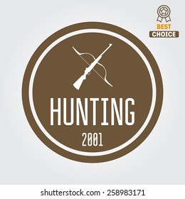 Set of logo, sticker, badge, emblem, label, print or logotype elements for shooting club or hunting club 